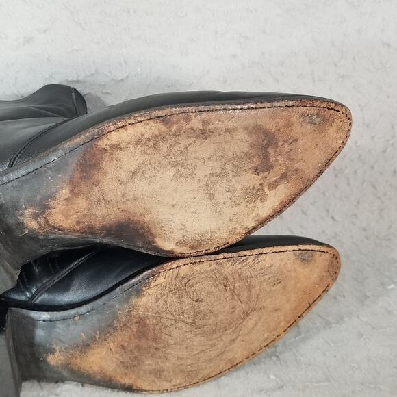 Westen Cowboy Ankle Boots Men's 11 D Black Leather - Picture 10 of 14